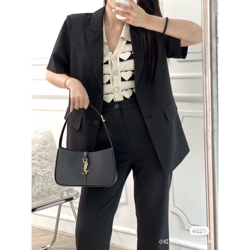 Túi kẹp nách/túi xách nữ thương hiệu Saint laurent YSL 2021 da thật cao cấp màu trơn