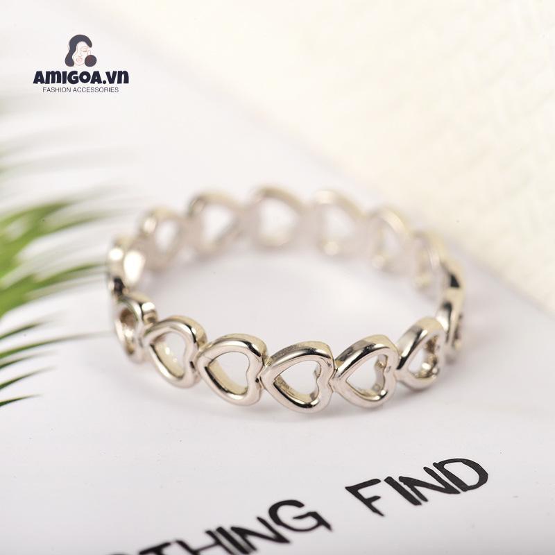 Nhẫn Mạ Đồng Họa Tiết Trái Tim Sáng Tạo Có Thể Điều Chỉnh Cho Nữ