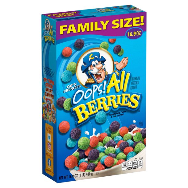 Cereal  Cap'n Crunch's Sweetened Corn & Oat Cereal Oops All Berries 480gr
