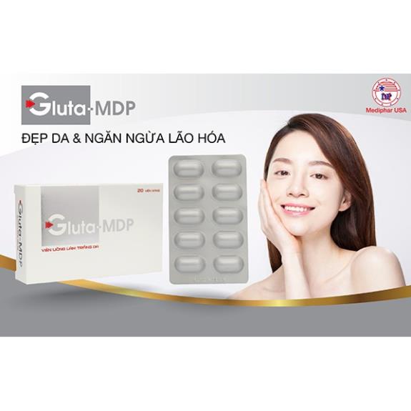 GLUTA MDP – Hỗ trợ giúp trắng da, giảm khô sạm, nám da, tàn nhang (20 viên)