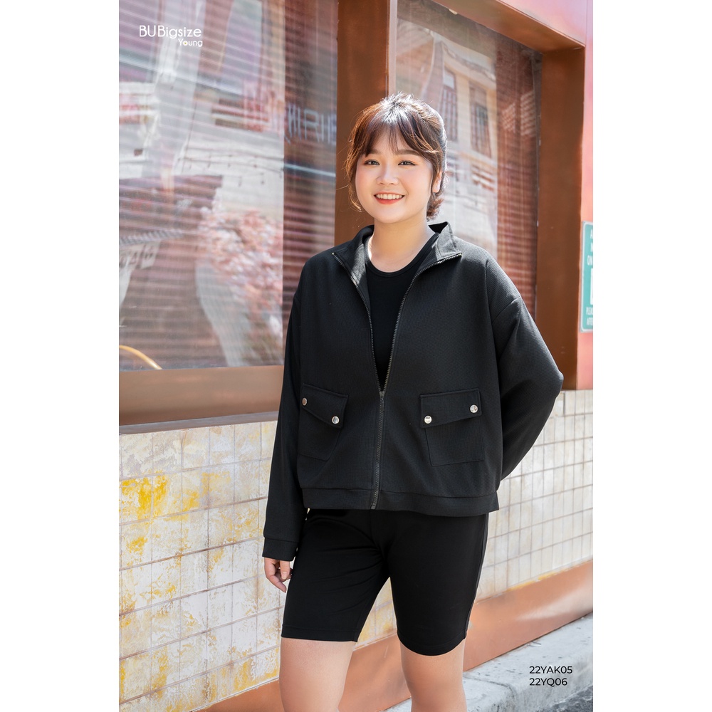 Áo khoác túi lệch bản bo cổ BIGSIZE (55kg đến 95kg) - 22YAK05 - [BU Bigsize Young]