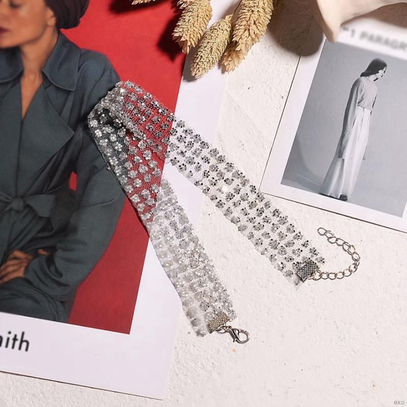 Vòng cổ phối sequin dạng lưới ngắn mới