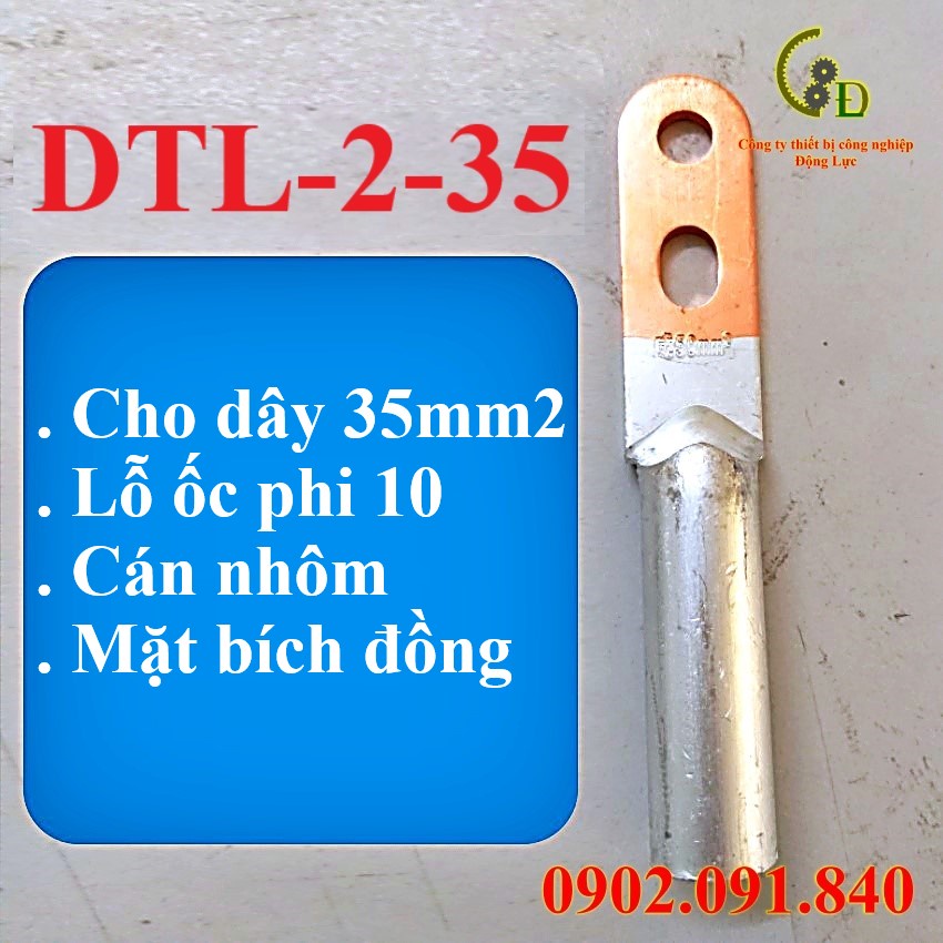 Đầu cos đồng nhôm 2 lỗ DTL 1cái, cốt sử lý hợp kim, cosse bấm nối dây điện 25mm đến 95mm