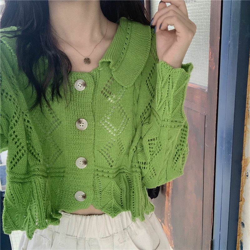 Áo Khoác Cardigan Thun Len Tay Dài Rằn Ri Ulzzang Thời Trang