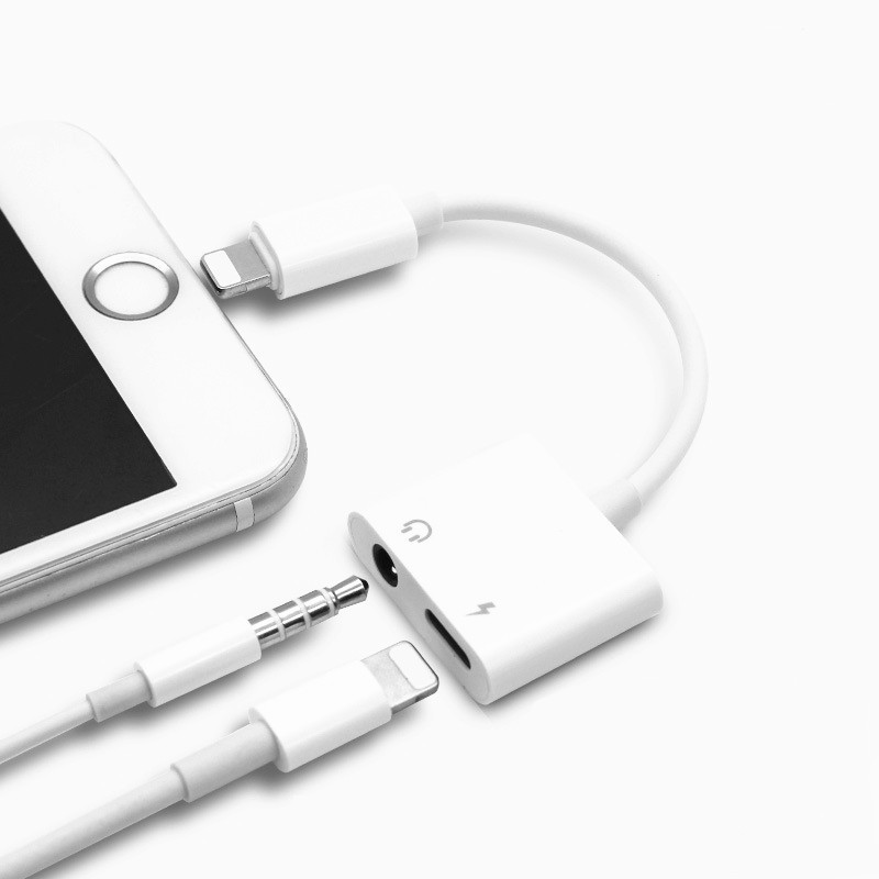 Jack chia cổng ip,Chuyển Đổi cáp sạc sang Tai Nghe 3.5mm Và Sạc Cho IP6/6P/7/7P/8/X/Xs/XMAx