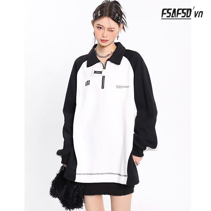 Áo Khoác Khóa Kéo Dáng Rộng 22 Màu Trắng Đen Thời Trang Cho Nữ