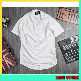 ÁO THUN NAM LONGTEE FORM RỘNG LAI BẦU MÀU TRẮNG
