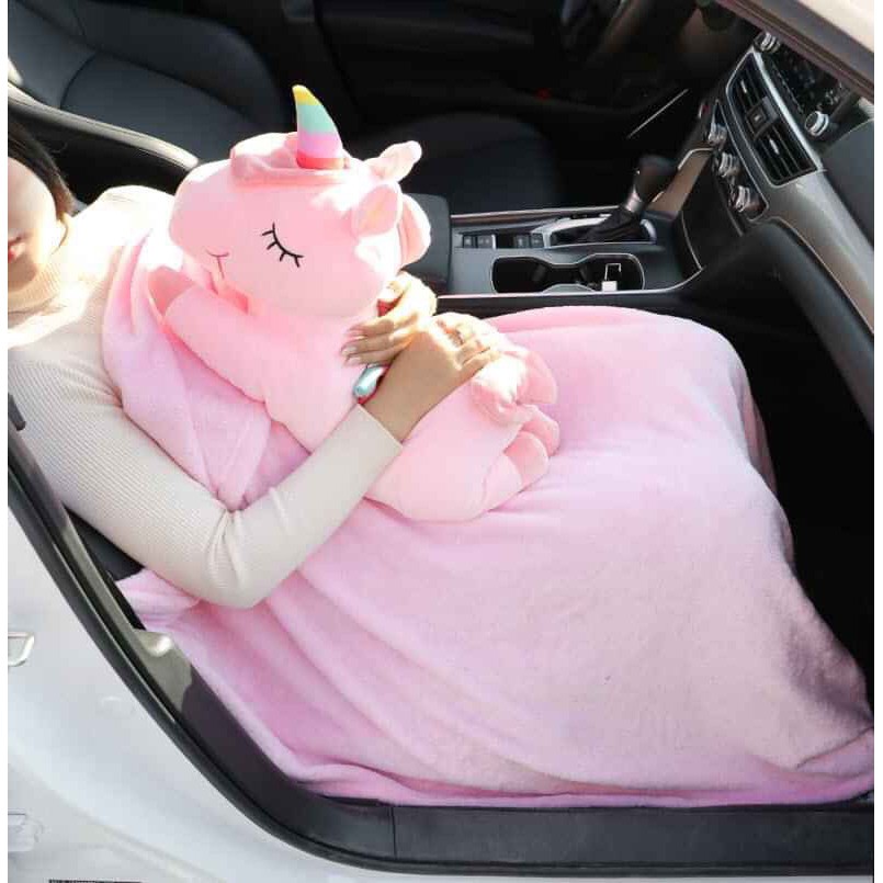 Bộ chăn gối kì lân 3 trong 1 - gối mền ngựa pony, Chăn Mền, Gấu Ôm Pony- Mền Cầu Vồng - Mền Trơn