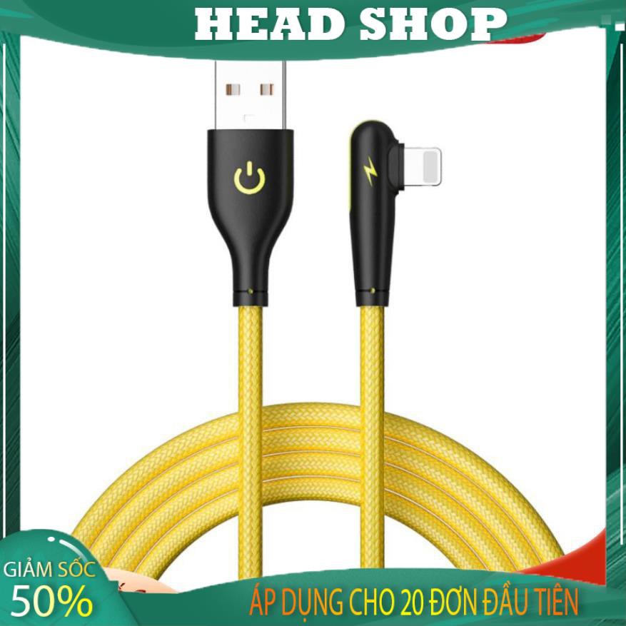 Cáp Sạc Nhanh Lightning cho iPhone iPad 90 Độ 3a chữ L 1m, 2m mã 90 độ HEAD SHOP