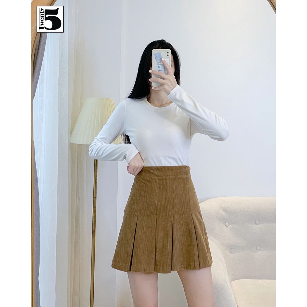 Chân váy nhung gân xếp ly dáng ngắn Twentyfive 3874 | BigBuy360 - bigbuy360.vn