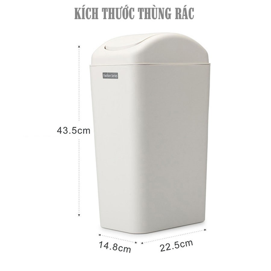 Thùng đựng rác nắp lật kèm khay giữ túi nilong nắp lật 13L nhựa INOHA - R10 MỚI