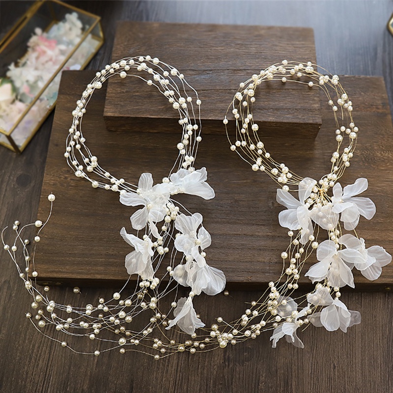 Cài tóc vòng hoa phối tua rua đính ngọc trai giả thời trang dành cho nữ