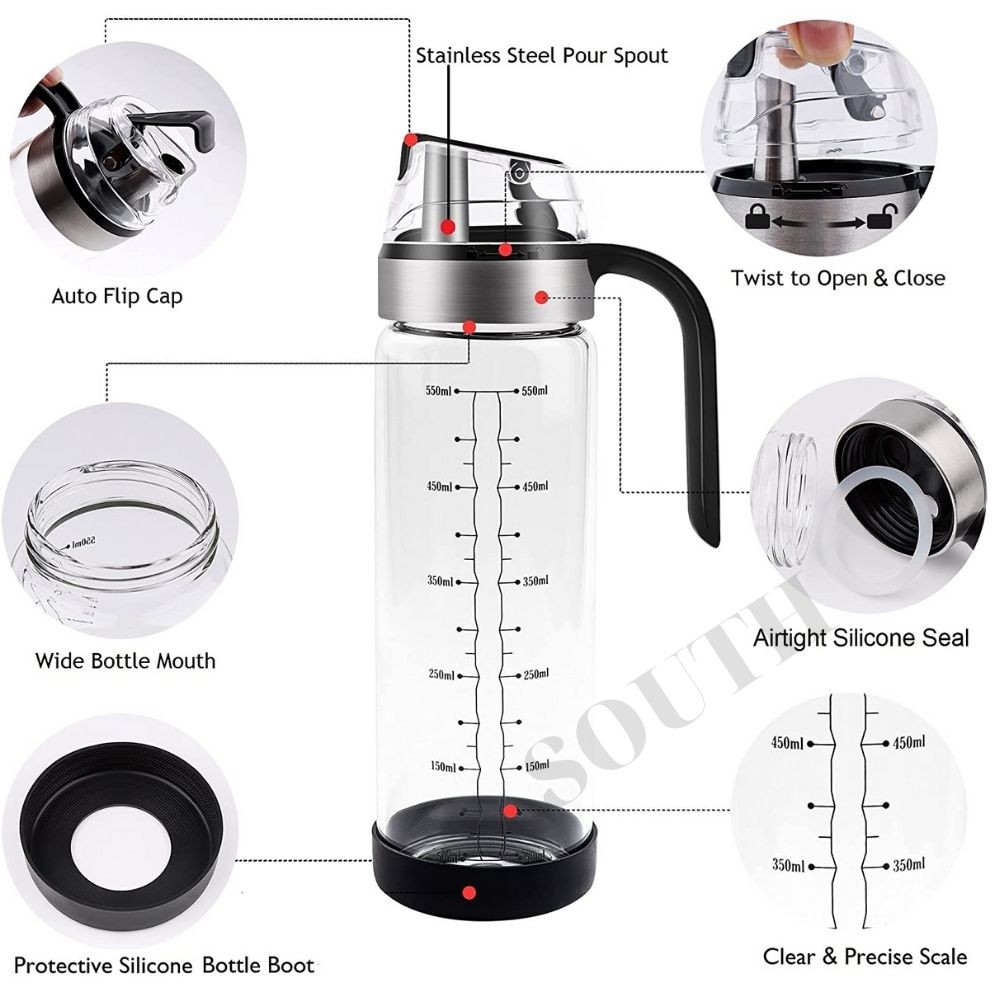 Bình chai đựng dầu ăn nước mắm gia vị thủy tinh SDA71 nắp đóng mở tự động | BigBuy360 - bigbuy360.vn