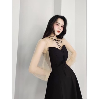 ⚡️⚡️ váy umi hàn tay voan,cổ đính đá khoét ngực siêu xinh
