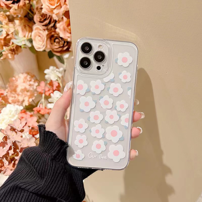 Ốp Điện Thoại Silicone Mềm Trong Suốt Chống Sốc In Hình Hoa Cúc Cho iPhone 13 12 11 Pro Max XS Max X XR 7 8 Plus SE 2