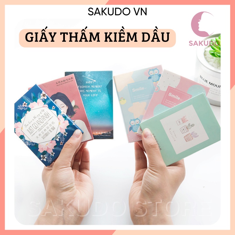 Giấy thấm dầu da mặt 1 hộp 50 tờ làm sạch da kiểm soát dầu hiệu quả tiện lợi SKD020