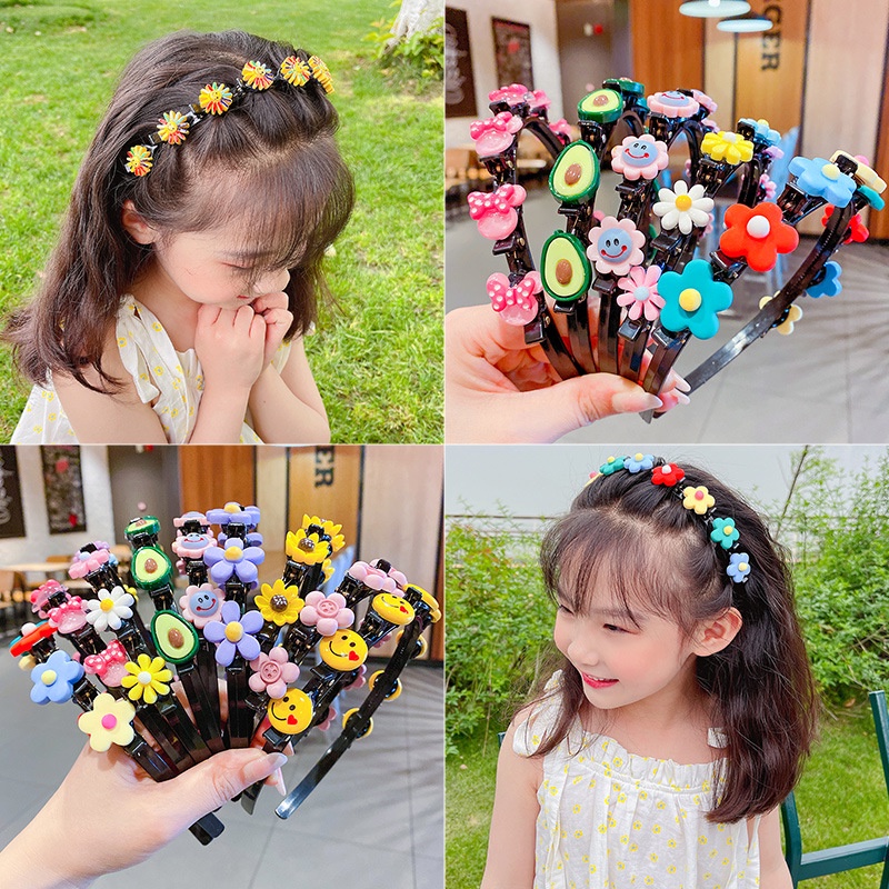 Bờm kẹp tóc hàn quốc đính hoa quả siêu xinh cho bé gái, Băng đô kẹp giữ tóc mái tạo độ phồng