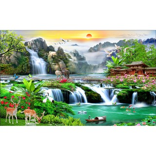 Tranh dán tường 3D Sơn thủy hữu tình 60*1.18