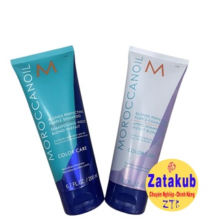 Dầu gội và xả ánh tím khử sắc tố vàng Moroccanoil Blonde Perfecting Purple 200mlx2 chính hãng