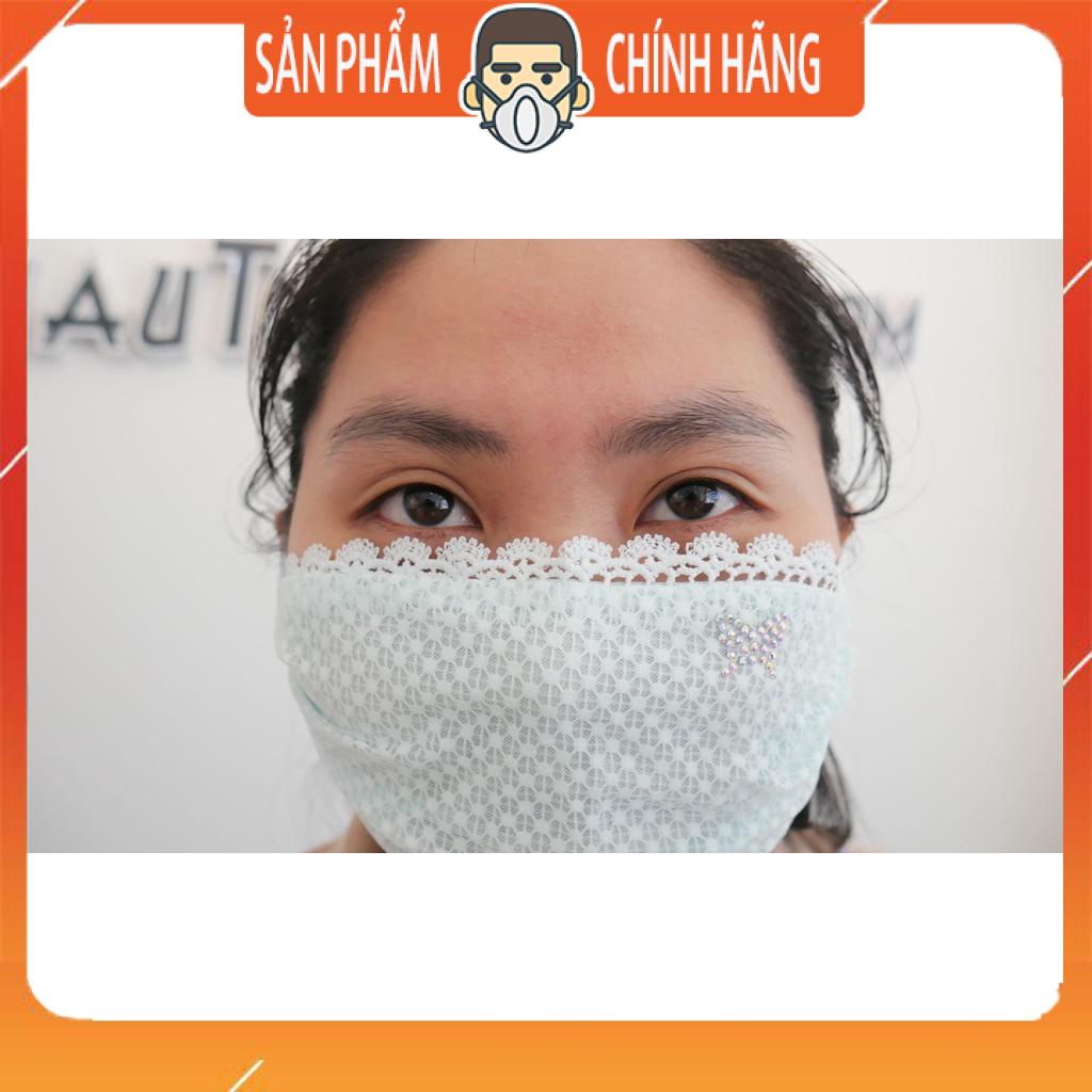 Khẩu trang vải lưới có hoa văn thiết kế độc lạ thời trang phụ nữ