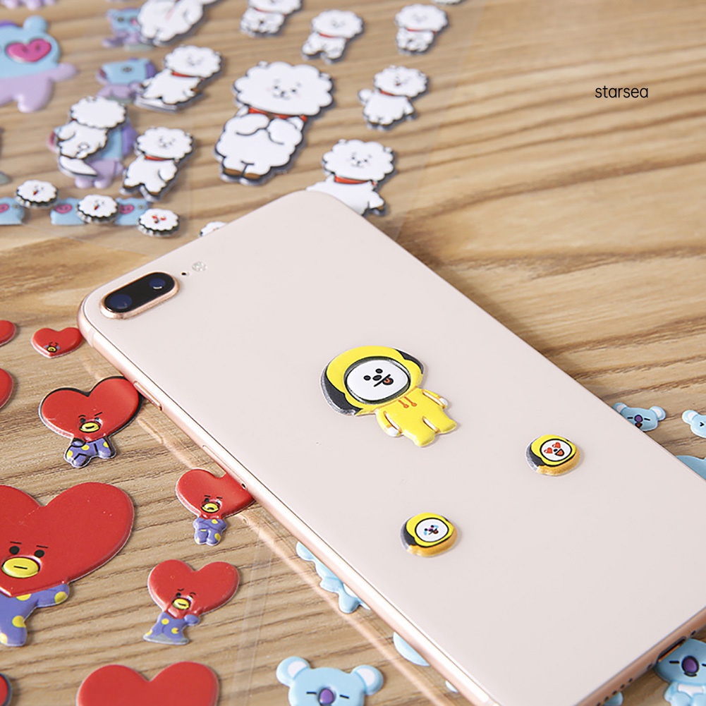 Nhãn dán trang trí album hình BTS BT21 Chimmy Cooky Shooky RJ Tata Mang Koya