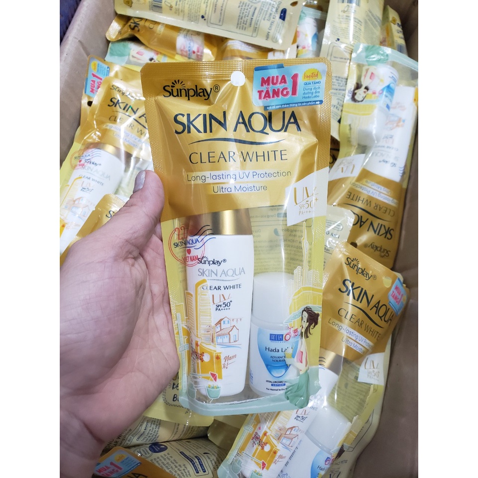 Sữa chống nắng dưỡng da trắng mịn Sunplay Skin Aqua Clear White SPF50+, PA++++ 25ml