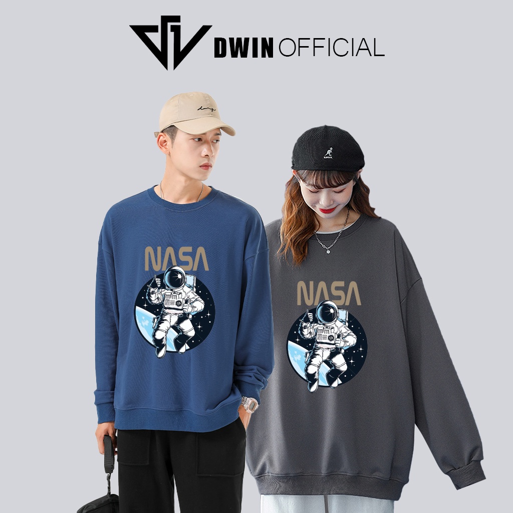 Áo sweater nỉ Nasa unisex DWIN basic nam nữ form rộng oversize local brand SP00094