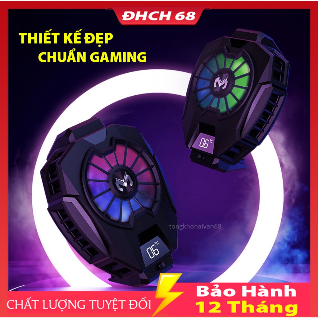Quạt Tản Nhiệt Điện Thoại Sò Lạnh MEMO DL05 Chơi PUBG FF ROS Siêu Lạnh, Hiển Thị Nhiệt Độ, LED RGB, Kẹp 2 Chiều Cao Cấp