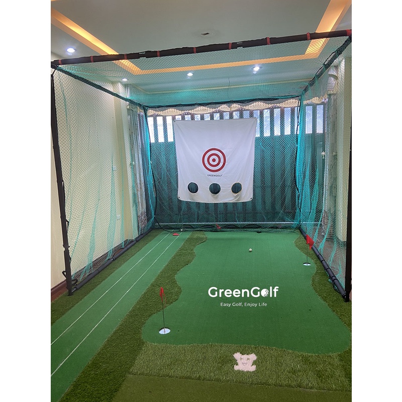 Khung Lưới Tập Swing Golf Kích Thước 2.5*2.5*2.5m, Tập Golf Tại Nhà An Toàn/ Tặng Hồng Tâm, 10 Bóng, Thảm Swing, 2 Tee