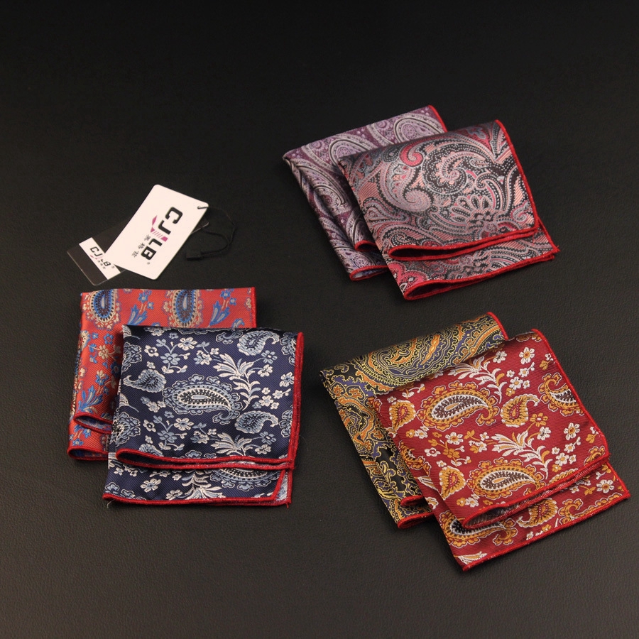 Khăn Tay Efan Bằng Polyester Kiểu Vuông Họa Tiết Rằn Ri Phong Cách Cổ Điển Cho Phái Nam 23*23cm