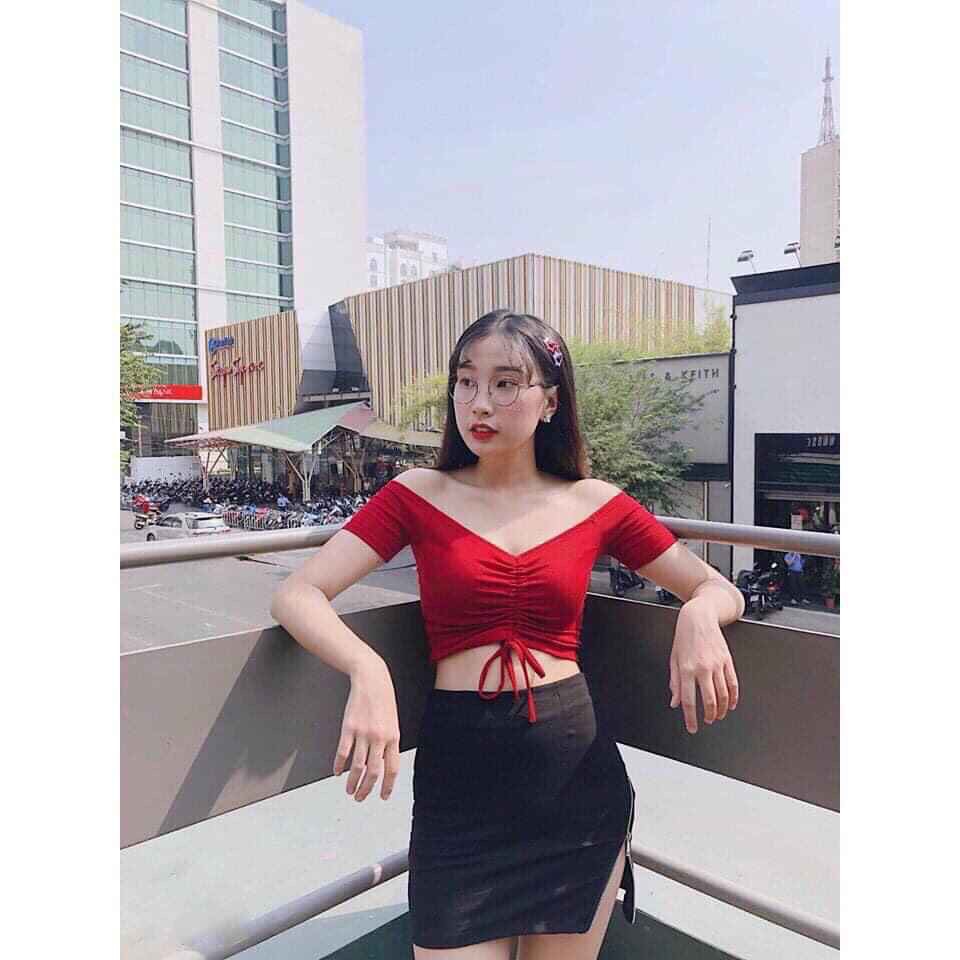 Áo croptop dây rút ngực trước - 25 Store