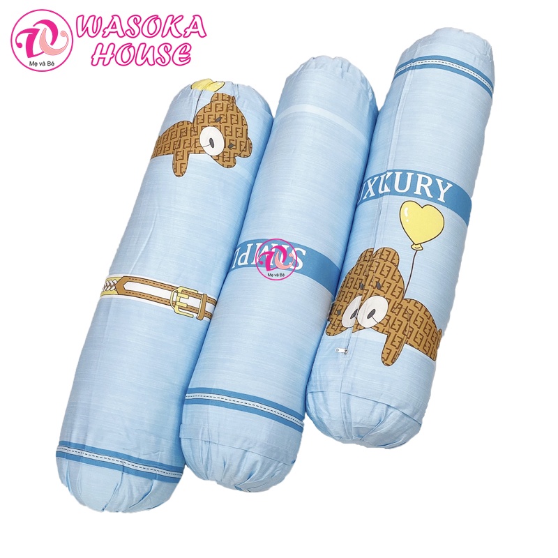 Gối ôm cho bé vải Tencel ruột gòn lông vũ nhân tạo mềm mát, siêu êm, họa tiết đáng yêu
