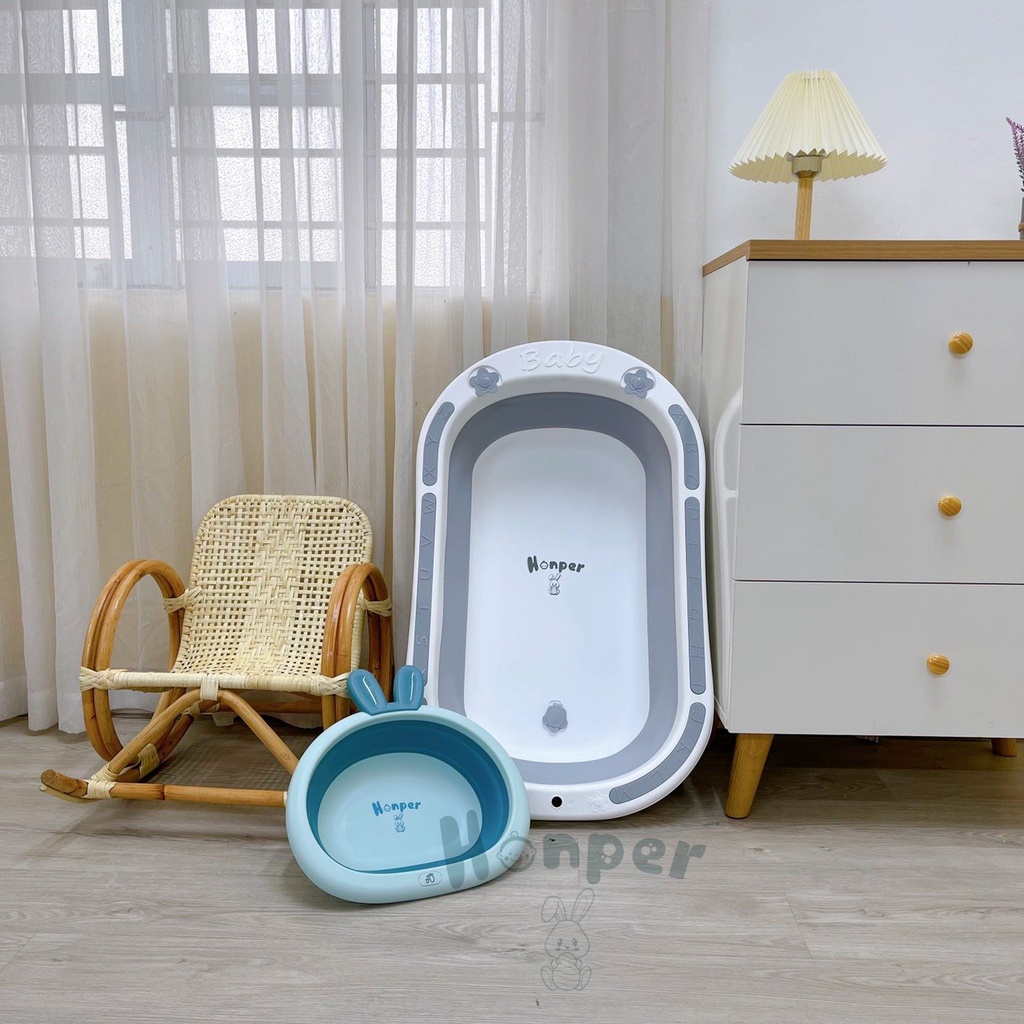 Chậu Tắm Gấp Gọn Họa Tiết Chữ Cái,Chậu Tắm Chính Hãng Honper, Babibu