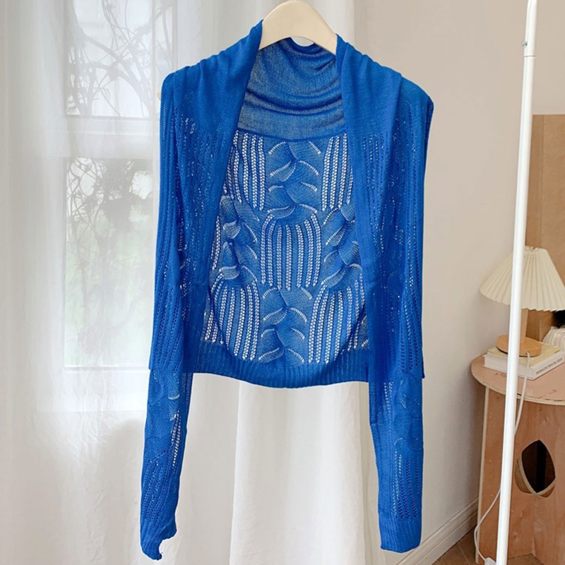 Áo Choàng Dệt Kim Ngắn Chống Nắng Màu Sắc Trơn Nhẹ Nhàng Thời Trang Mùa Hè Cho Nữ