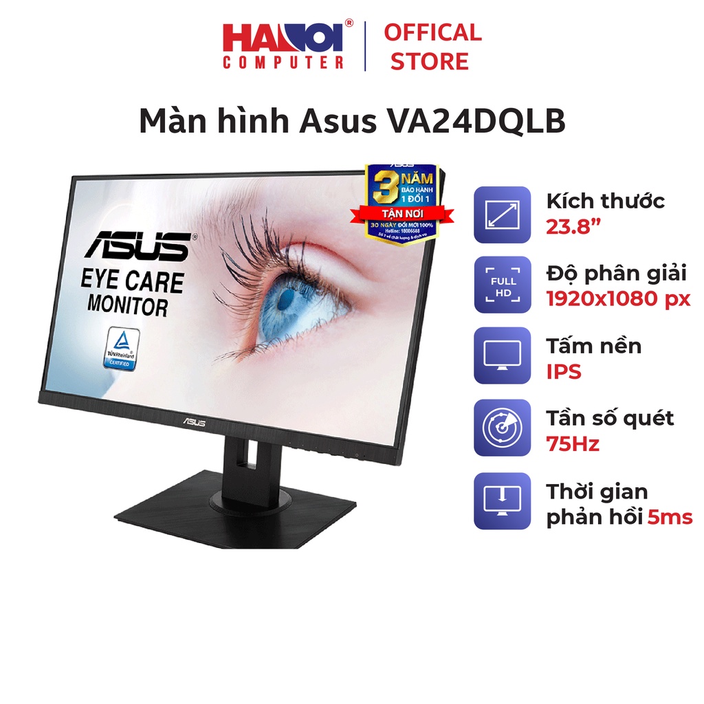 Màn hình Asus VA24DQLB (23.8inch/FHD/IPS/75Hz/250nits/HDMI+DP+DSub)