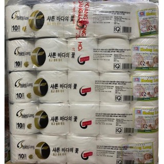 Giấy vệ sinh Hoàng Long 10 cuộn ( 1 cây / 10 lốc / 1 lốc 10 cuộn )
