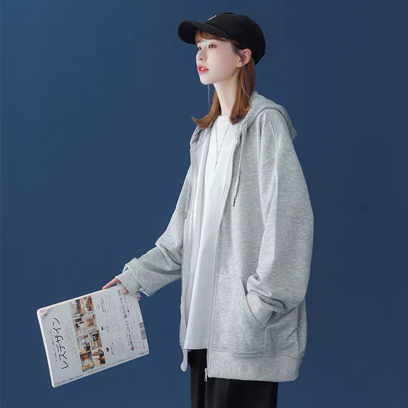 Áo Khoác Nỉ Khóa Zip Oversize- Hoodie dáng thụng form rộng dài