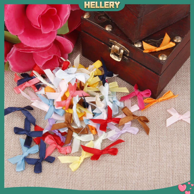 [HELLERY]1OOPCS MINI DIY SATIN RIBBON WEDDING SCRAPBOOK EMBELLISHMENTS CRAFT ACCS