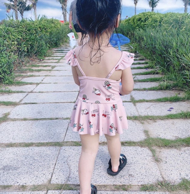 Bộ bơi liền 2 dây dành cho bé gái xuất Nhật cao cấp mã C19