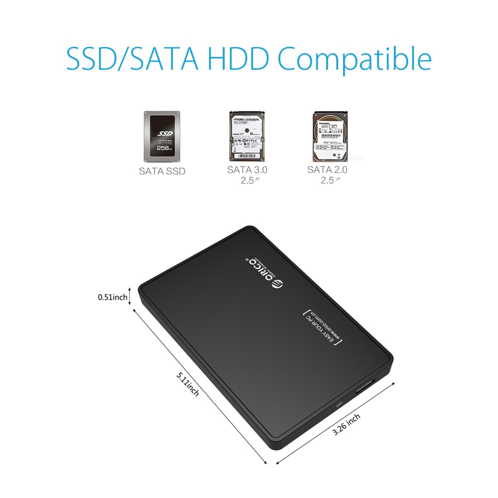 Hộp Đựng Ổ Cứng Orico 2.5 Inch Hdd Sata Sang Usb 3.0 Cho 1tb 2tb Ssd / Hdd 2588us3