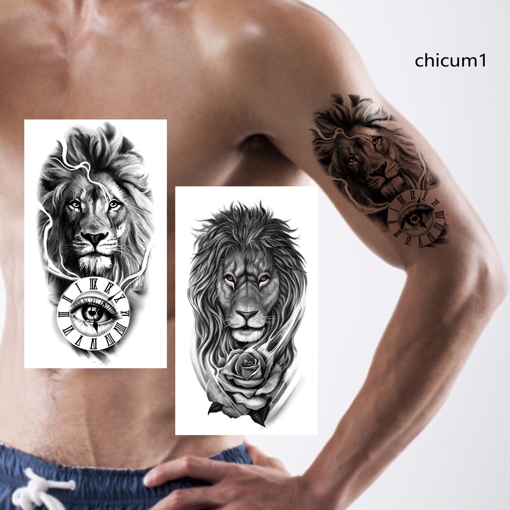 Set 5 Giấy Hình Xăm Tạm Thời Siêu Mỏng Hình Hổ Trắng Đen