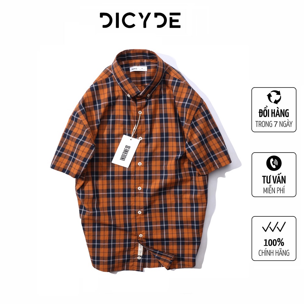 Áo sơ mi nam cộc tay caro kẻ dạ chất phải cotton thấm hút DICYDE HM.70