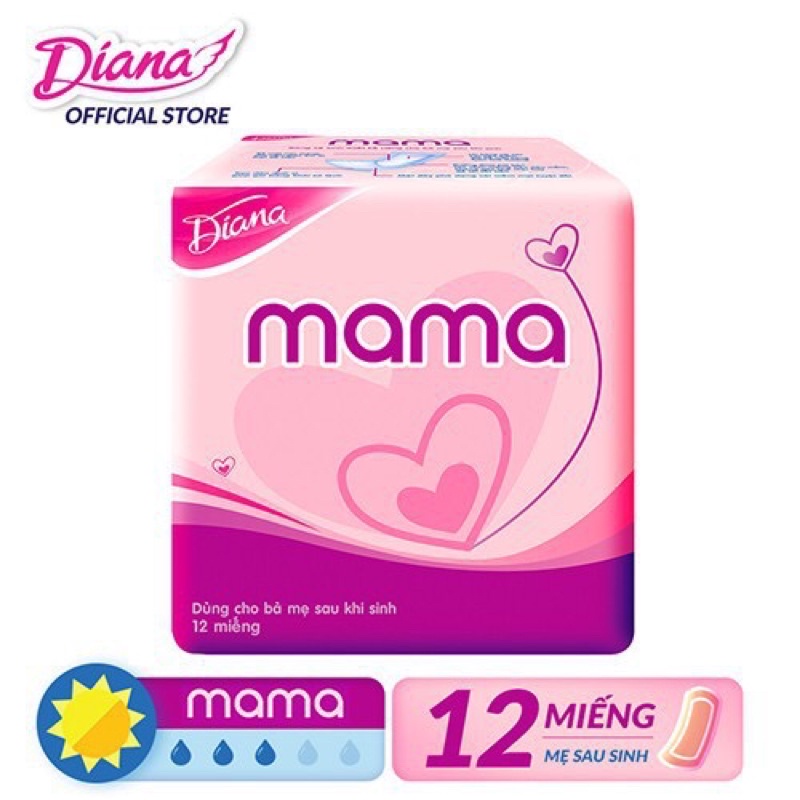 Bộ 2 gói Băng vệ sinh Diana MAMA 12 miếng