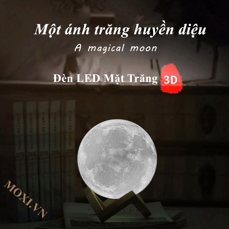 Đèn Ngủ Để Bàn Mặt Trăng Moon Light 3D 15Cm Màu Vàng Ấm Và Đa Sắc Thích Hợp Trang Trí Decor phòng ngủ + Có tặng kèm pin