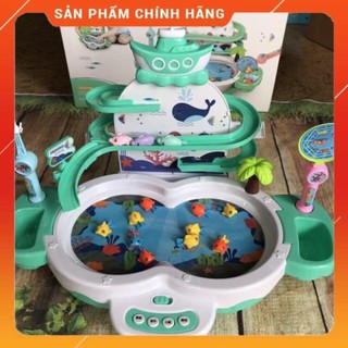Đồ Chơi trẻ em - Đồ chơi Câu Cá Cho Bé Có Tháp Cầu Trượt Sạc Pin Siêu Xịn