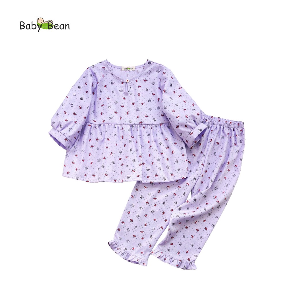 Bộ Đồ Cotton Nhún Eo Quần Lai Bèo Bé Gái & Mẹ BabyBean