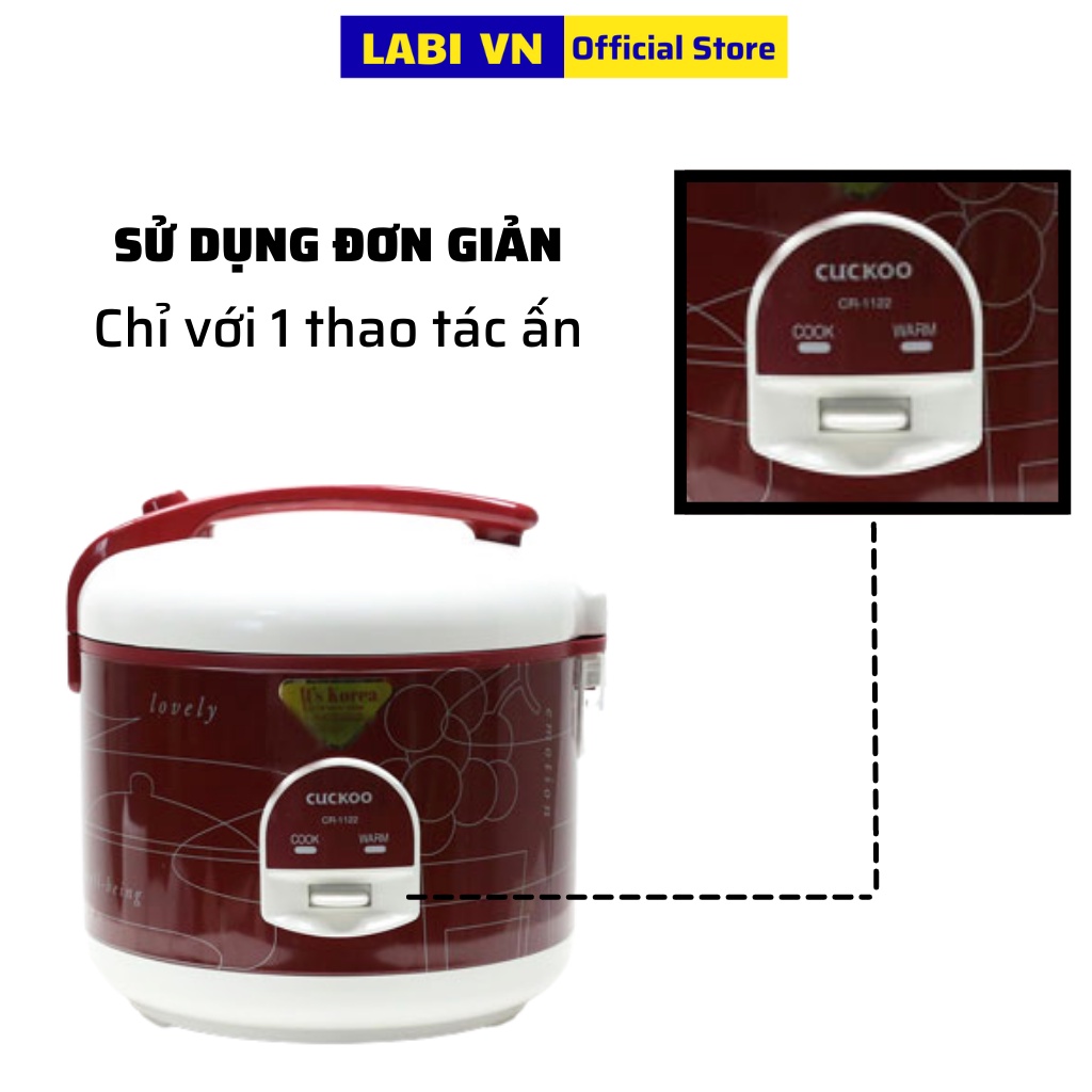 Nồi Cơm Điện 2L CUCKOO 1122 Với 3 Mâm Nhiệt, Công Suất 650W, 2 Chế độ Nấu Cơm, Nấu Cháo - Nhập Khẩu Hàn Quốc