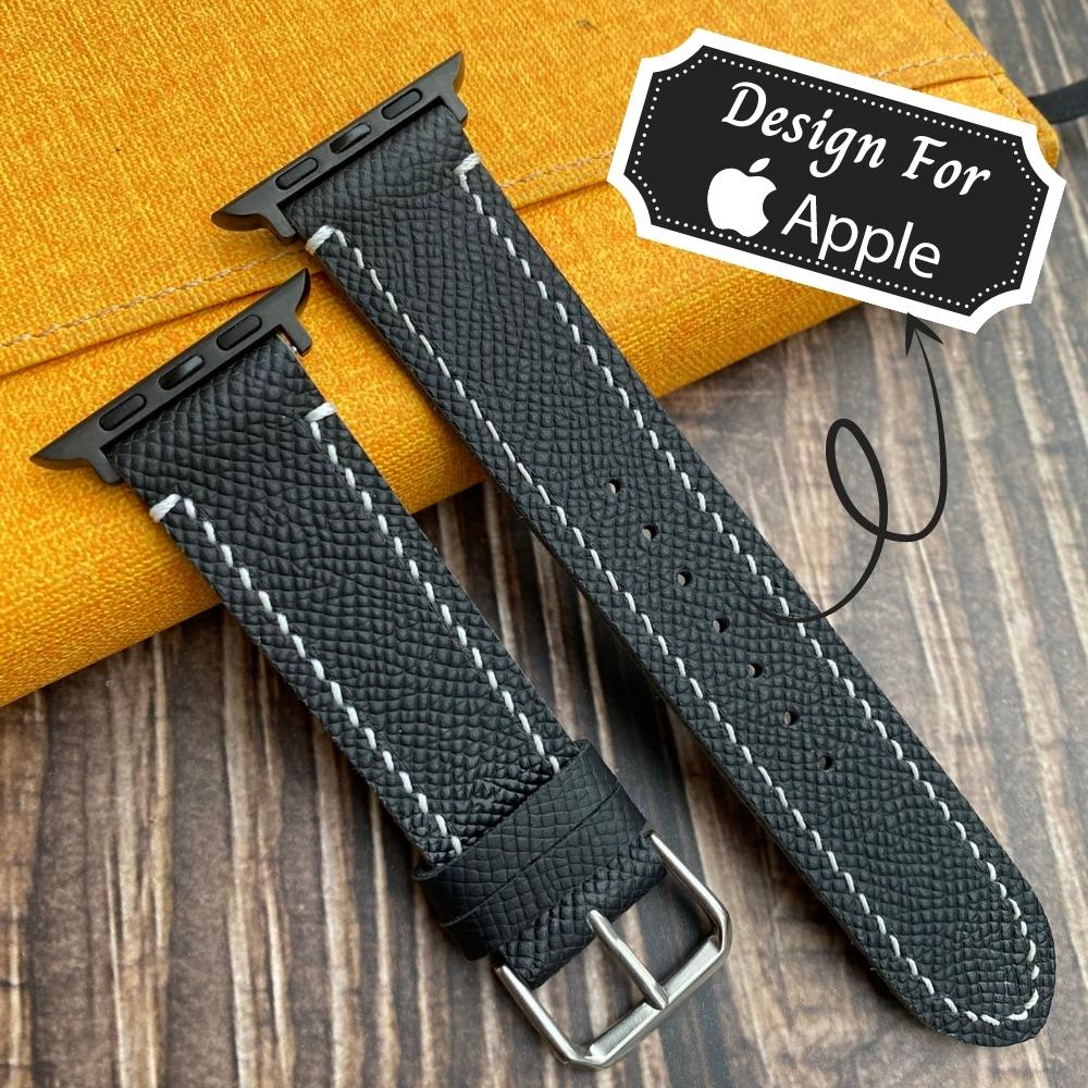 Dây Apple Watch, dây đeo đồng hồ Apple Watch series 3 4 5 6 7 da Epsom Pháp size 38mm 40mm 42mm 44mm handmade thủ công