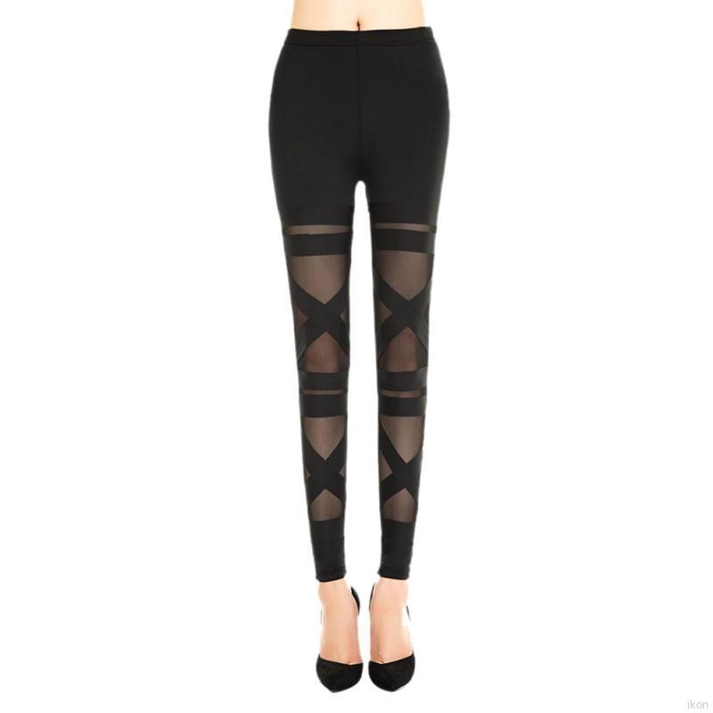 Quần legging dài thiết kế lỗ chắp vá thời trang cá tính dành cho nữ | BigBuy360 - bigbuy360.vn