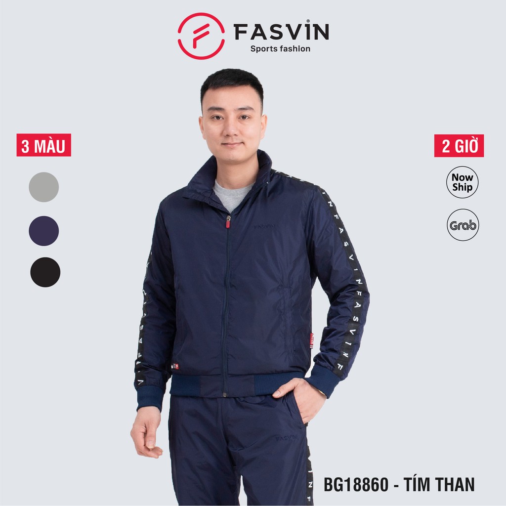 Bộ thể thao nam fasvin BG18860.20 bộ gió nam 02 lớp lót lưới mũ liền vải chống thấm. | BigBuy360 - bigbuy360.vn